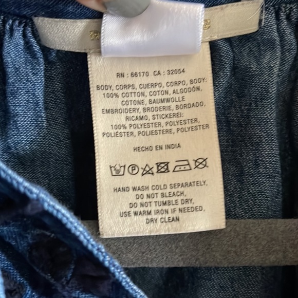 ANTHROPOLOGIE NE QUITTEZ PAS Small Denim peasant blouse - Picture 6 of 10